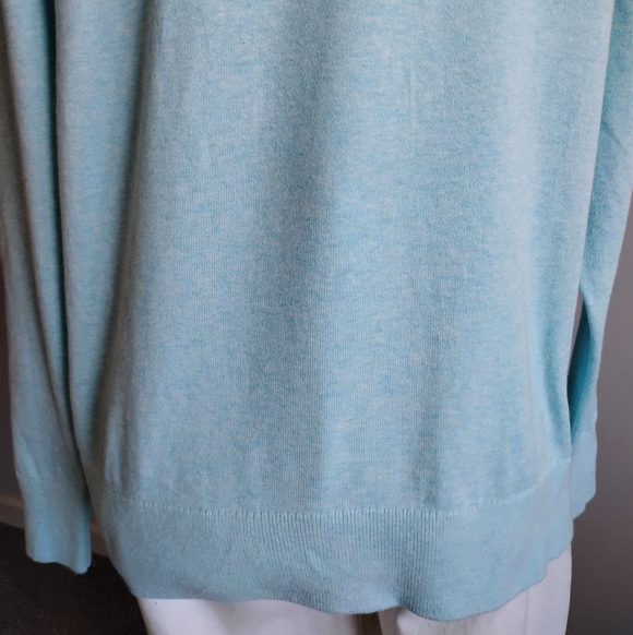Lands' End Lightweight Cotton Turtleneck Sweater Tiffany Blue Classic Size XL - Picture 10 of 14